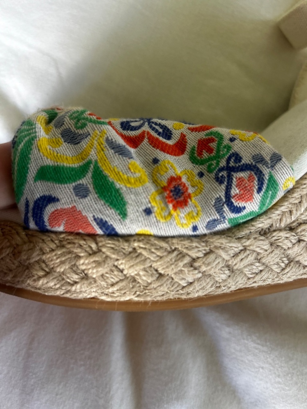 toms marisela floral espadrille wedge sandals ivory ankle strap canvas size 9 - Picture 8 of 8